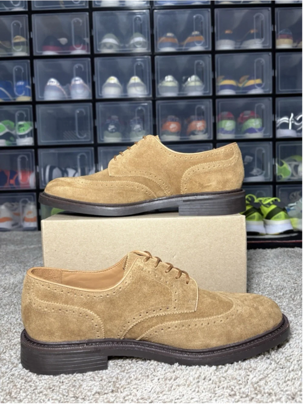 Polo Ralph Lauren Asher Brown Suede Wingtip Shoes Derby Vibram Men’s Size 10 NEW